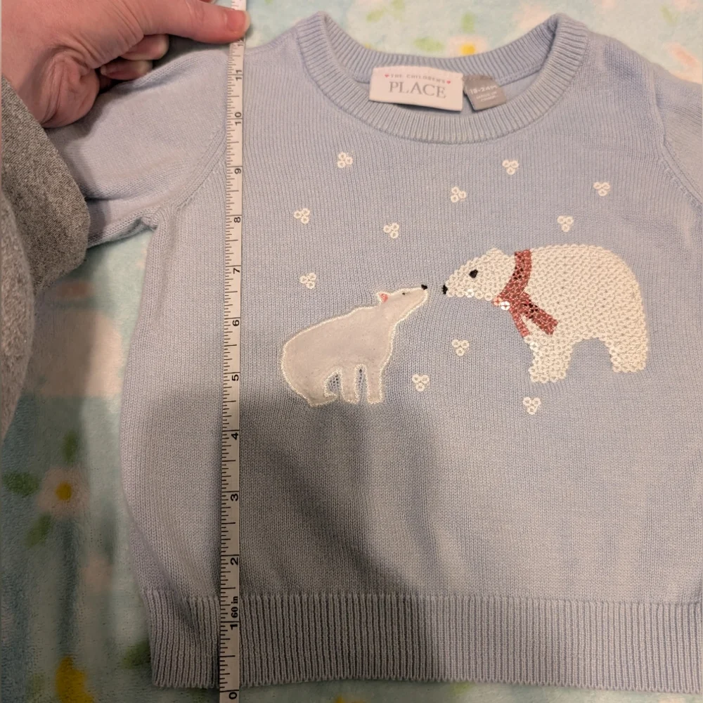 The Children's Place Light Blue Polar Bear Blue Knit Sweater Girl's 18 24 Month